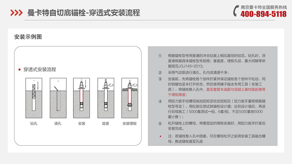 自切底锚栓_20_曼卡特自切底锚栓施工流程